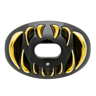 Battle Oxygen 3D Predator Lip Protector Mouthguard,Strapped, Black/Gold