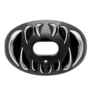 Battle Oxygen 3D Predator Lip Protector Mouthguard,Strapped, Black/Silver